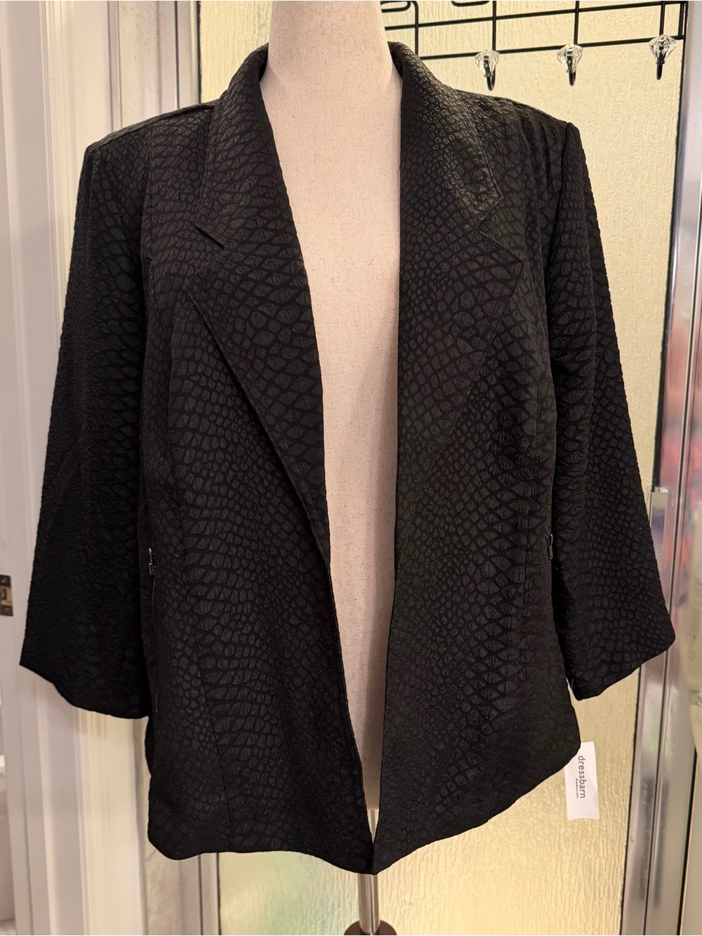 Roz & Ali Black Textured Open-Front Blazer  3XWP $25 BNWT